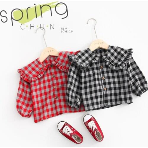 Cute Plaid Shirt for Baby Girl Clothes 2019 Spring Summer New Kids Girls Lovely Casual Tee Shirt Toddler Girls Cute Blouse Tops