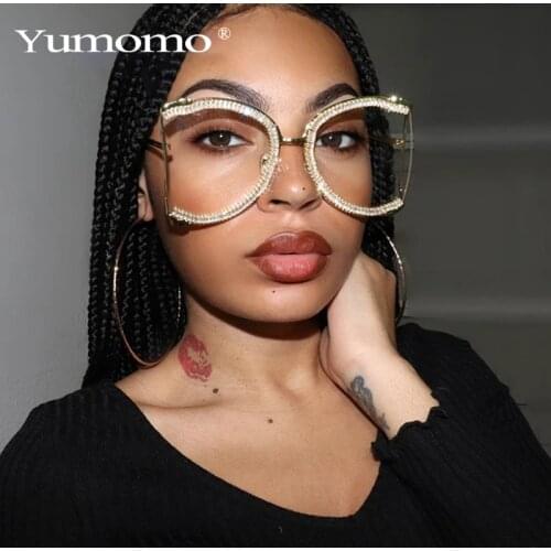 2021 Sunglasses Women Oversized CZ Diamond Designer Sun Glasses Ladies Luxury Glasses Shades for Women Wholesale Bulk Oculos