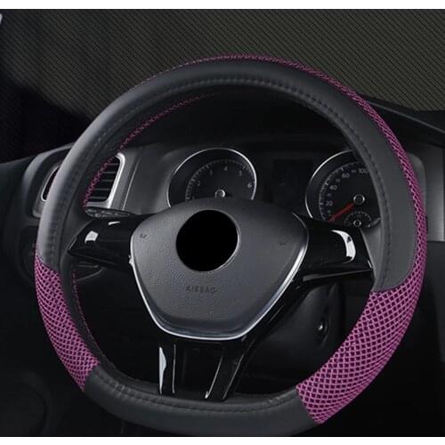 Coprivolante Auto Leather D-Type Car Steering Wheel Cover Universal Funda Volante Coche Accessories Interior Breathable Fabric