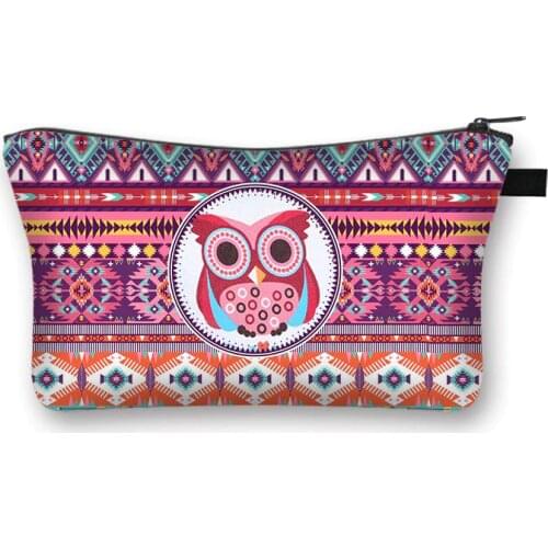 Vintage Women Cosmetic Case Cute Owl Striped Retro Makeup Bag Beauty Organizer Travel Pouch Necessarie Toiletry Wash Bag