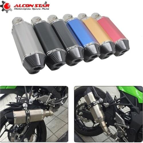 Alconstar- 36-51mm Universal Motorcycle Ak Exhaust Muffler Pipe Pit Bike Dirt Motocross For Yamaha YZF R1 CBR250R GSXR