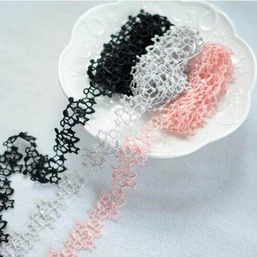 3 Meters Embroidered Black Pink Grey Lace Trim Water Soluble Flower Ribbon LACE Fabric Appliques DIY Sewing Garments Accessories