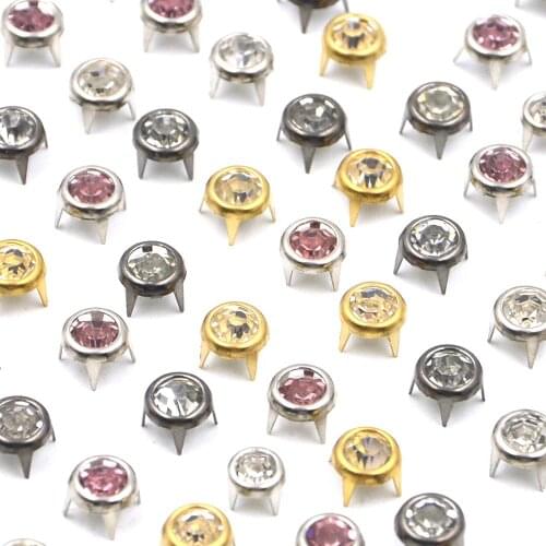 50Pcs All Size Round Crystal Studs Spot Spikes Rivets Nailhead Fashion DIY Leather Craft For Shoes Clothing Bag Parts Decoration
