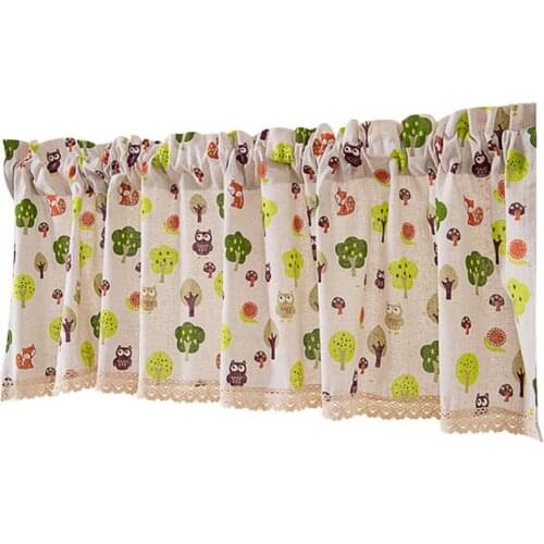 Cartoon Animal Tree Print Kitchen Short Curtain Window Valance Drape Home Decor