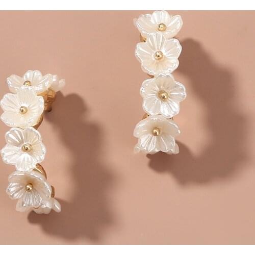 2020 New Arrive Flower Stud Earrings C Shape Handmade High Quality Bohemian Fashion Jewelry for Women