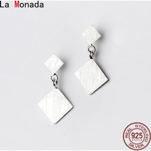 La Monada Brushed Rhombus Dangling Hanging Earrings For Women Silver 925 Woman Korean Drop Earrings Minimalist Female Jewelry