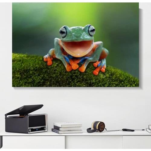 RELIABLI ART Animal Pictures Wall Art Canvas Paintings Tree Frog Laughing Posters And Prints For Living Room Decoration No Frame