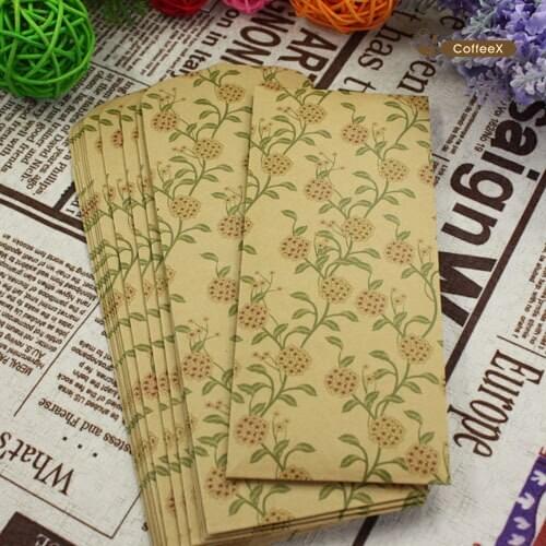 1pcs[BZNVN] Kraft Paper Bookmark Bag - Floral Blank Bookmark Bag Wholesale Partner Paper Bag Envelope