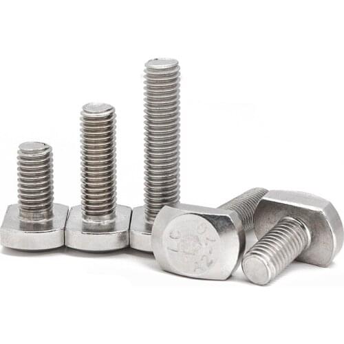 1Pcs M10 M12 304 stainless steel T-type Head Screws T-slot bolts T-shaped plate Screw GB37 Bolt 20mm-70mm Length