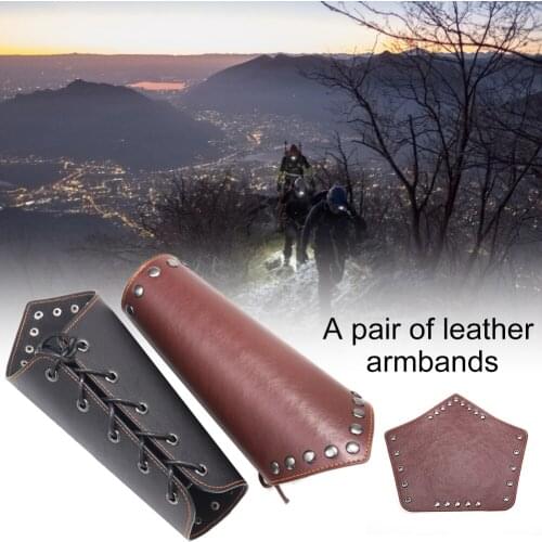 2pcs Faux Leather Arm Guards Wristband Medieval Knight Bracer Wristband Role Playing Halloween Accessory Sports Protective Gear