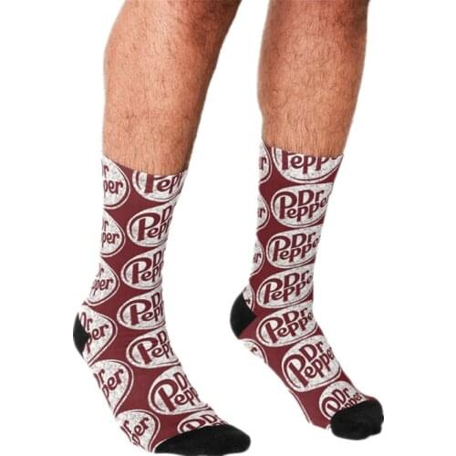 2021 Funny Mens socks Dr Pepper red Pattern Printed hip hop Men Happy Socks cute boys street style Crazy Socks for men