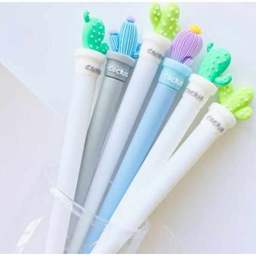 24 Pcs/lot Potted Creative Cactus Gel Ink Pen Promotional Gift Stationery School & Office Supply Birthday Gift