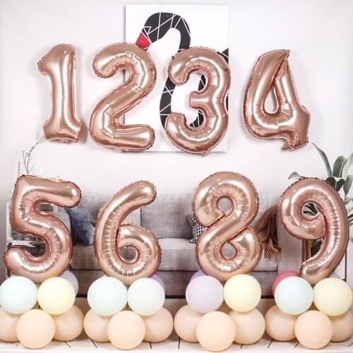 32/40 inch digital balloon rose gold theme birthday party wedding decoration digital aluminum foil balloon wholesale