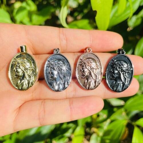 5pcs Brass Jesus Charm for Bracelet Necklace Making Gold Silver Plated Religious Pendants fo DIY Jewelry Wholesale