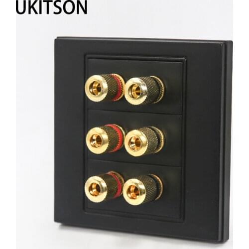 6 Binding Post Surround Home Theater Speaker Wall Face Plate Faceplate Black Color