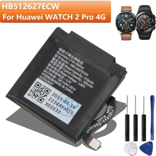 Original HB512627ECW Battery For Huawei Watch2 Pro 4G EO-DLXXU Porsche Design WatchGT FTN-B19 Replacement Battery 420mAh