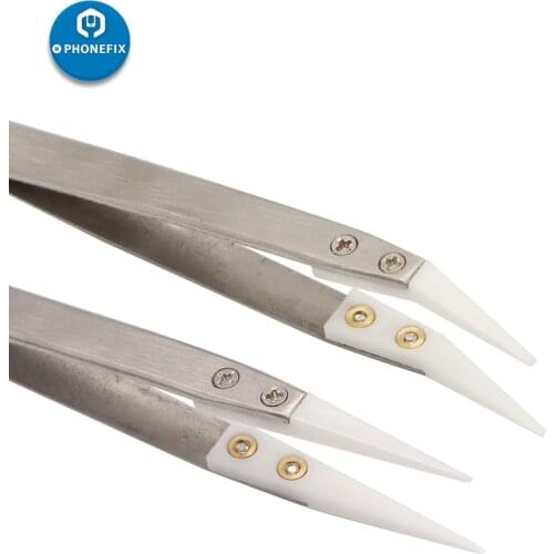 Anti-static Ceramic Tweezer Insulated Precision Tweezer for Electronic Cigarette Repair Tools Straight Tweezer Curved Tweezer