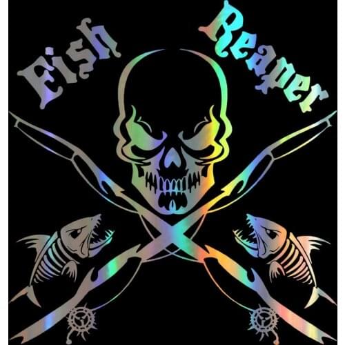 Car Sticker 3D 17CM*17CM Fish Reaper Skull Fishing Rod Sticker On Car Funny Stickers and Decals Vinyl Car Styling