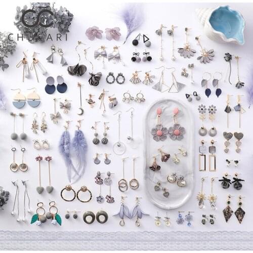 CHUCARI 2019 Gray Korean Fashion Cute Flower Earrings Simulation Pearl Long Tassel Handmade Jewelry Vintage Women Gift Part1