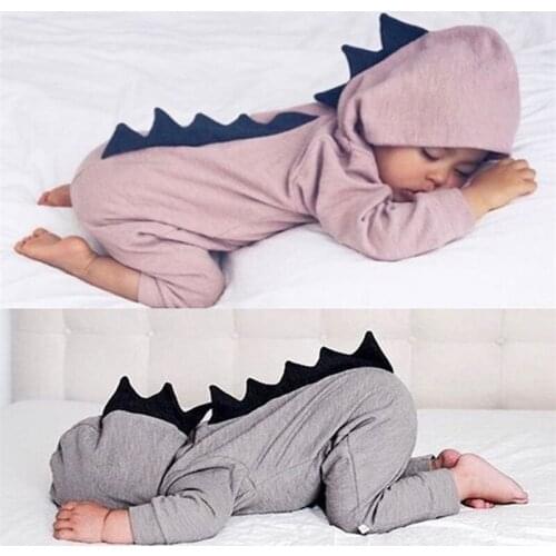 Baby Boy Girls Rompers Dinosaur Hooded Costume Warm Spring Autumn Cotton Kids Baby Romper Zipper Playsuit Clothes Jumpsuit