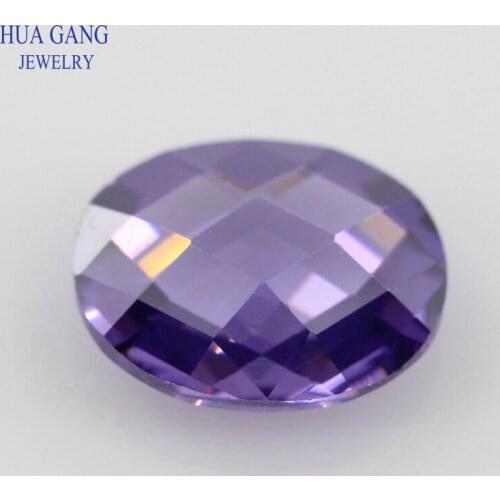Purple CZ Stone Oval Shape Double Checkerboard Synthetic Gems Cubic Zirconia For Jewelry Size 3x5~13x18mm Free Shipping