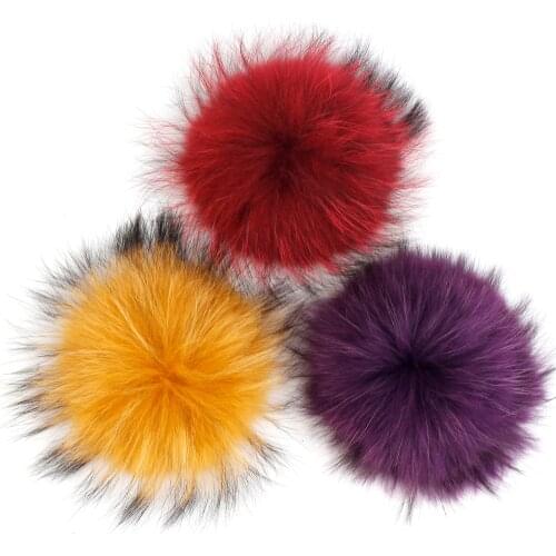 Geebro 50pcs dyed Real Fur Pompom DIY Real Raccoon Fur Pompoms Fur Balls For Knitted Beanies Real Fur Pom Pom Accessories