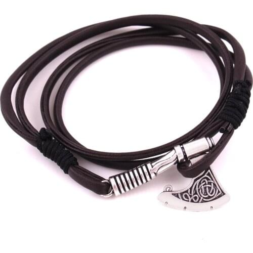 Hot Selling Axe Wrap anchor Bracelet Leather Accessories Slavic Perun Men Leather bangle Bracelets men Jewelry