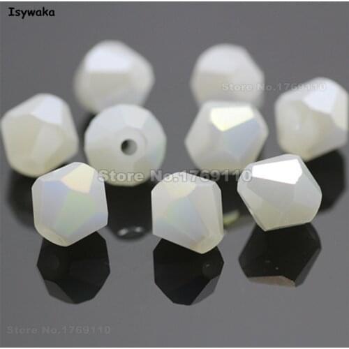 Isywaka 38pcs Solid White AB Color 8mm Bicone Austria Crystal Beads charm Glass Beads Loose Spacer Bead for DIY Jewelry Making
