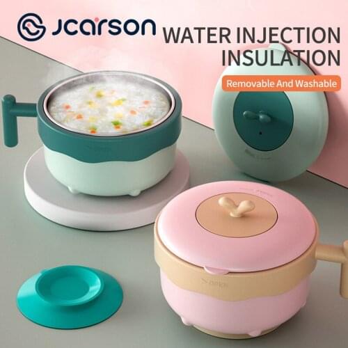 JCARSON Food Warm Injection Hot Water Insulation Dishes Stainless Steel Tableware Bowl Plate Gadgets