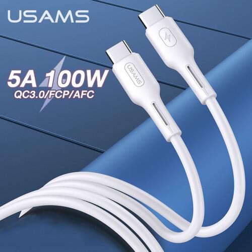 USAMS 100W Type-C To Type-C QC3.0 PD Fast Charging Cable USB C Cable For Ipad Macbook Iphone Xiaomi Samsung Tablet Data Cable