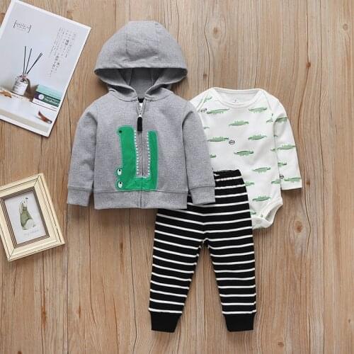 Infant Baby boy girls clothes 2019 Autumn Winter Warm Hooded Coat+Bodysuit+Pants 3 Pieces Bebe Kids Clothing Outfits Sets