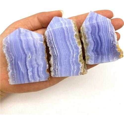 Beautiful 1PC Raw Natural Blue Lace Agate Stone Point Tower Rough Mineral Crystal Reiki Healing Gemstone Natural Quartz Crystals