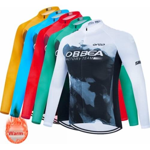 2021 New Orbeaful Team Winter Cycling Clothing Long Sleeve Cycling Jersey Thermal Fleece Ropa De Ciclismo Warm Bike Jacket 19D