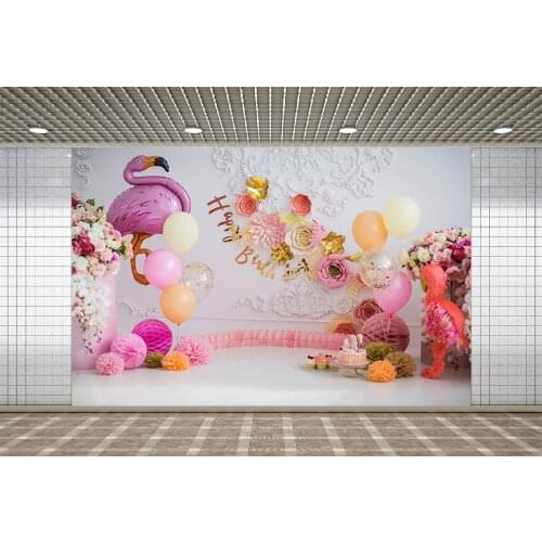 Lyavshi Cakes Flowers Crane Balloon Photo Backdrop Cloth Background Children Birthday Baby Shower Photophone Photography Props