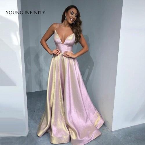 In Fashion V Neck Prom Dress Backless Spaghetti Long Elegant Evening Party Gown Custom Made Plus Size Woman Pageant Gala