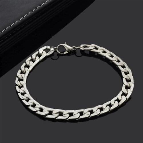 Men Stainless Steel Tone Bracelets Mens Hand Wrist Chain14mm Width Curb Chain Link Bracelet Fashion Jewelry Gift Wholesale