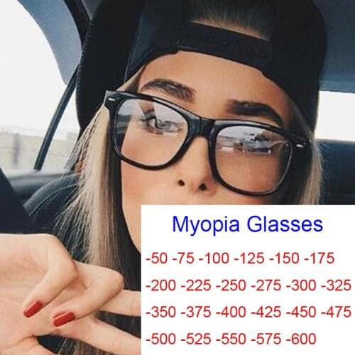 Myopia Computer Glasses Vintage Square Blue Light Blocking Transparent Glasses Women Short Sight Diopters Minus -1 -2 -3 -4 -6