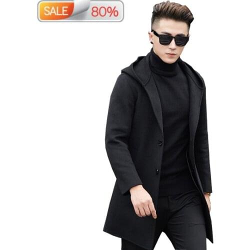 Autumn Winter Warm Wool Coat Men Cashmere Coats and Jackets 2020 Fashion Hooded Overcoat Casaco Masculino ZL3A7