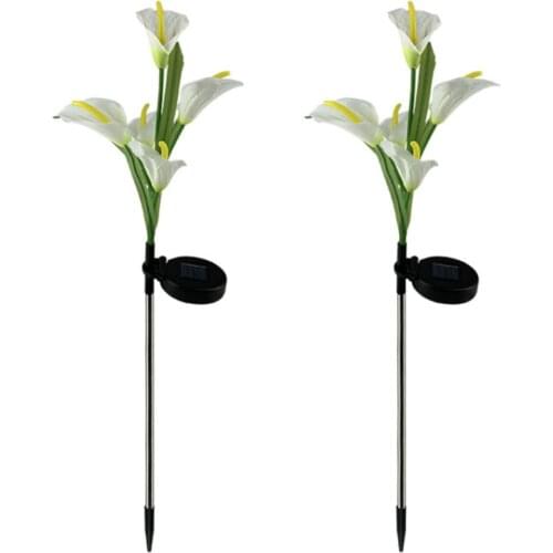 Outdoor Light Upgrade White Calla Lily With 5 Colored Lights For Decoration Powered By Solar Artificial Flower LED Lamp