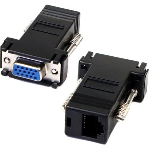 Factory Price Hot Selling New VGA Extender Female To Lan Cat5 Cat5e RJ45 Ethernet Female Adapter Drop Shipping 50pcs/lot