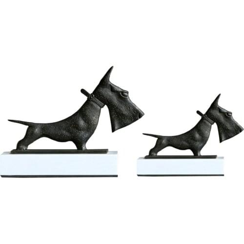Scherena Simple European Iron Art Knife Dog Black Puppy Decoration Model Room Soft Decoration Decoration Handicraft Decoration