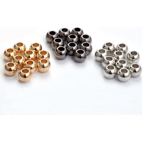 100pcs/lot 4 6 8 10 12 mm CCB Spacer Beads Gold/Rhodium Color Big Hole Loose Beads For DIY Jewelry Making (not metal)