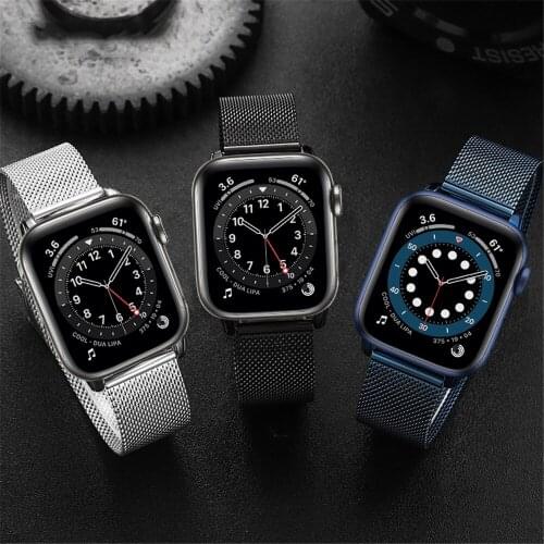 Watchband for apple watch strap series 6 5 4 3 44mm 40mm 42mm 38mm band for iwatch se sports bracelet Stainless Steel Mesh loop