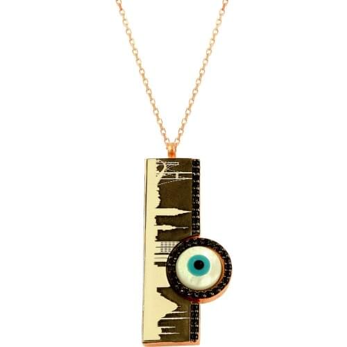 Istanbul Silhouette Evil Eye Necklace Hagia Sopia Necklace Yurkish Evil Eye Constantinople Necklace 925 Sterling Silver