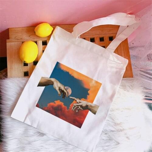 Ladies Tote Shopper Bag Fashion Harajuku Funny Graphic Female Canvas Shoulder Bag Reusable Large capacity Ladies shopping Bag