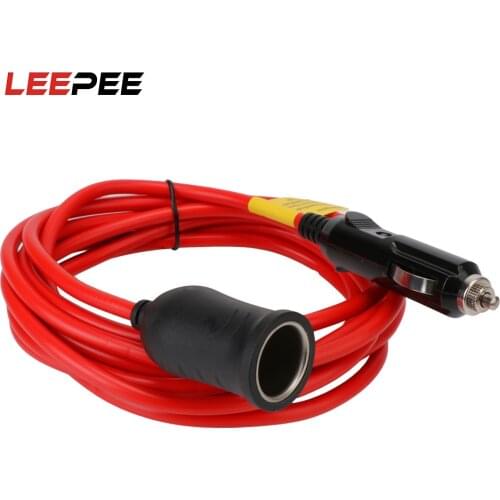 LEEPEE Auto Charger Cable 3.6 M Socket with 15A Fuse Car Cigarette Lighter Extension Cord Female Socket Plug 12V 24V