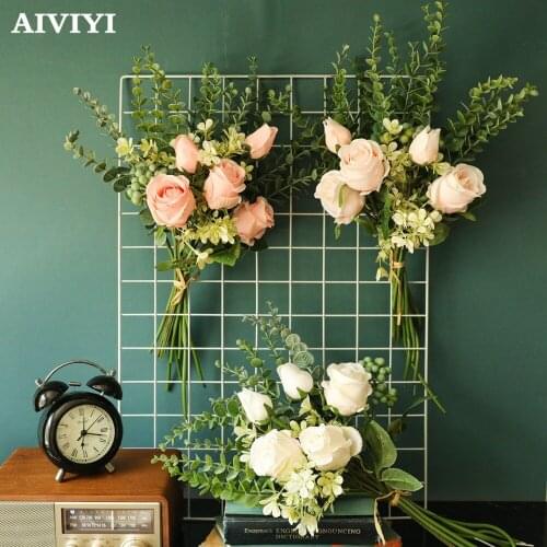 Magic Lansa Rose Bundle Wedding Autumn Garden Home Decor Autum Party Christmas Decoration Artificial Fake Flowers Plantas Wall