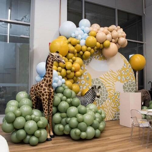 20pcs 10inch Avocat Green Bean Green Latex Balloons Inflatable Air Helium Globos Forest Jungle Safari Animal Party Decorations