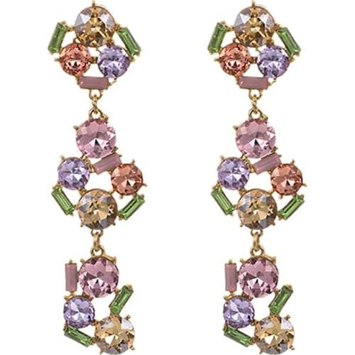 ZHINI Enthic Long Earrings for Women Luxury Charm Color Crystal Dangle Earring Statement Jewelry 2020 New brincos pendientes