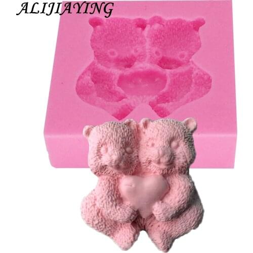 1Pcs Cake Silicone Cute bear Sugarcraft Fondant love Cake Decorating Tools Kitchen Baking Silicone Molds D0386